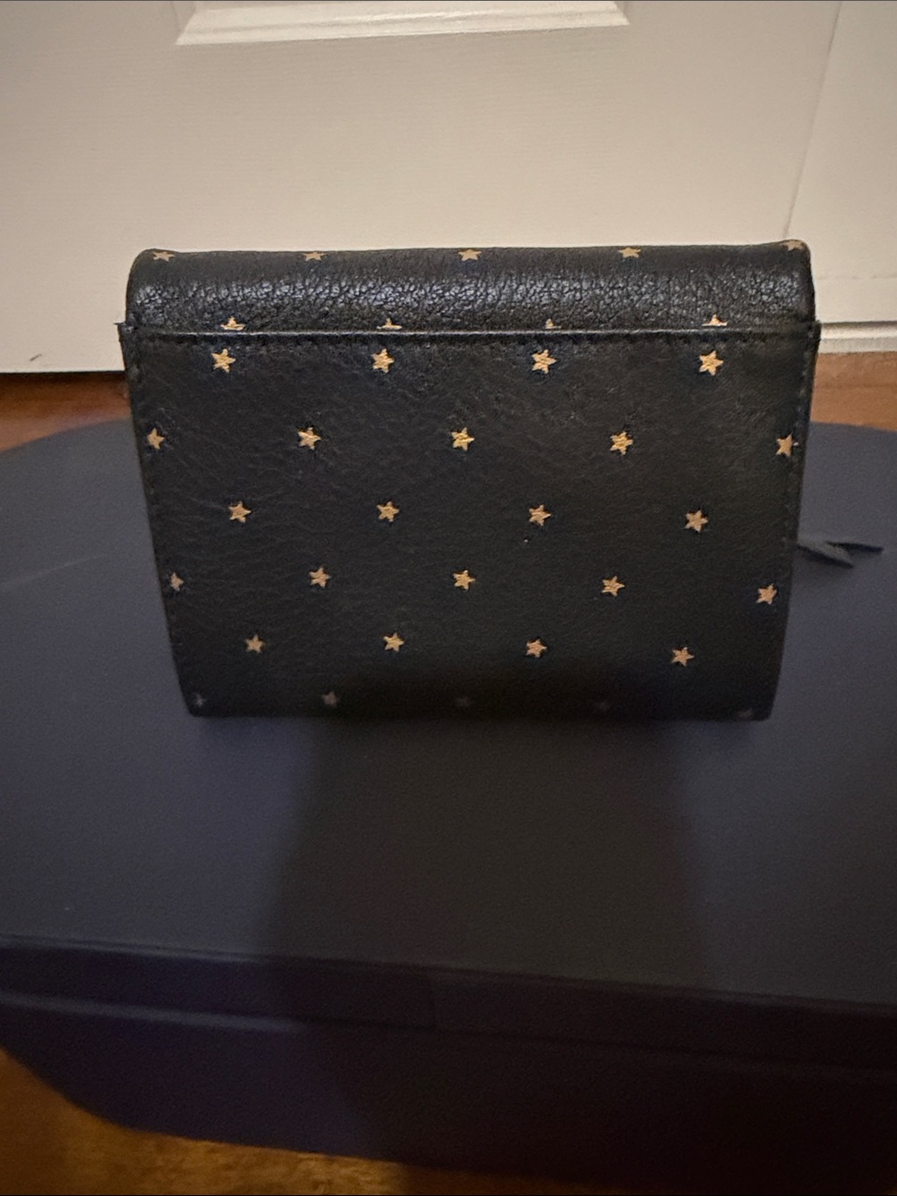 HOBO Black Star-Print Compact Wallet with Gold Accents